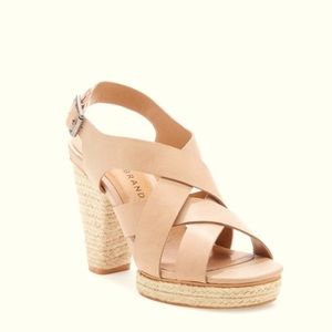 Lucky Brand CABINO Sandal Block Heel Leather Pumps size 9